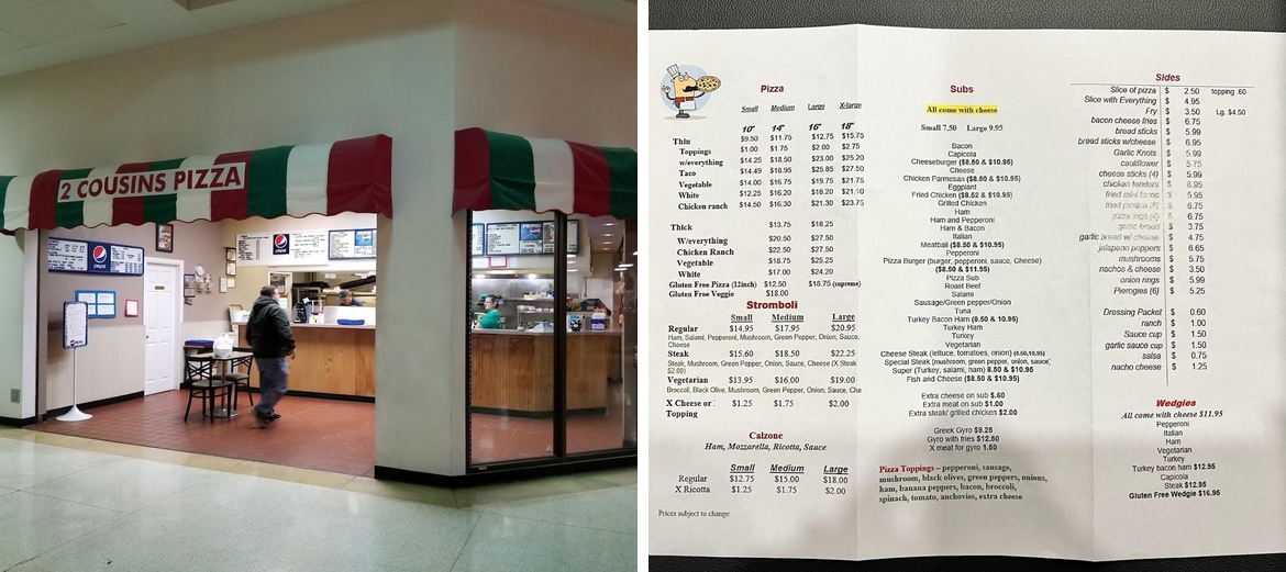 2 Cousins Pizza Menu